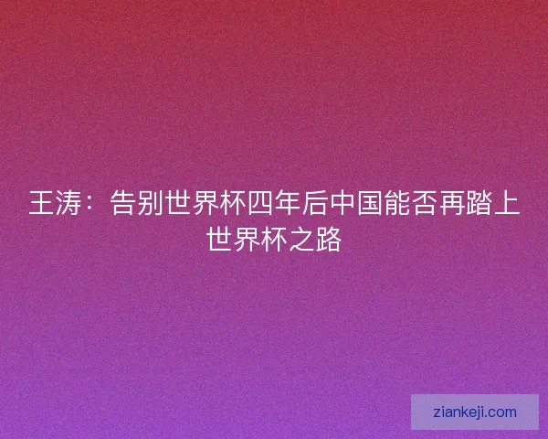 王涛：告别世界杯四年后中国能否再踏上世界杯之路